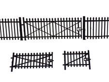 6ft wrought iron fencing, 100 cms + 6 various gates 00 scale 1:76 security fence