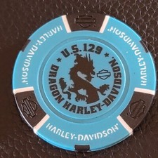 US 129 DRAGON HD ~ TENNESSEE (Biker Blue/Black) Harley Davidson Poker Chip