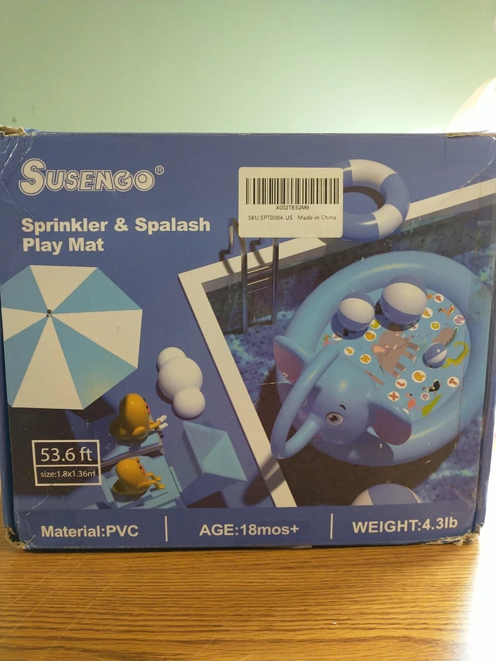 Alfombra de juego para rociadores y salpicaduras marca Susengo 53,6 pies elefante Foto 3 de 4
