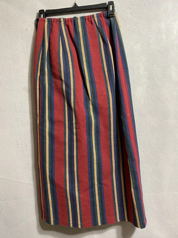 Costa de Marfil Mujeres Azteca Acuña Rayas 100% Algodón Tapiz Botón Envolvente Falda Talla S Foto 4 de 4