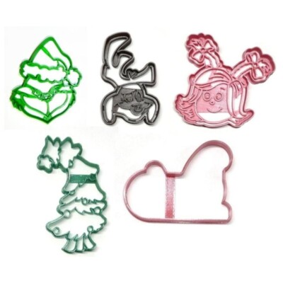 HOW THE GRINCH STOLE CHRISTMAS MOVIE THEMED SET OF 5 COOKIE CUTTERS USA PR1628