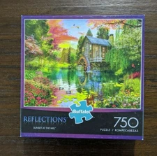 Buffalo Games 750 Piece Puzzle/Reflections/"Sunset at the Mill"/COMPLETE!