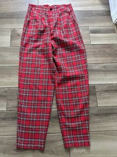 Vintage Hang 10 Royal Stewart Tartan High Waist Pants Sz:7/8 Juniors