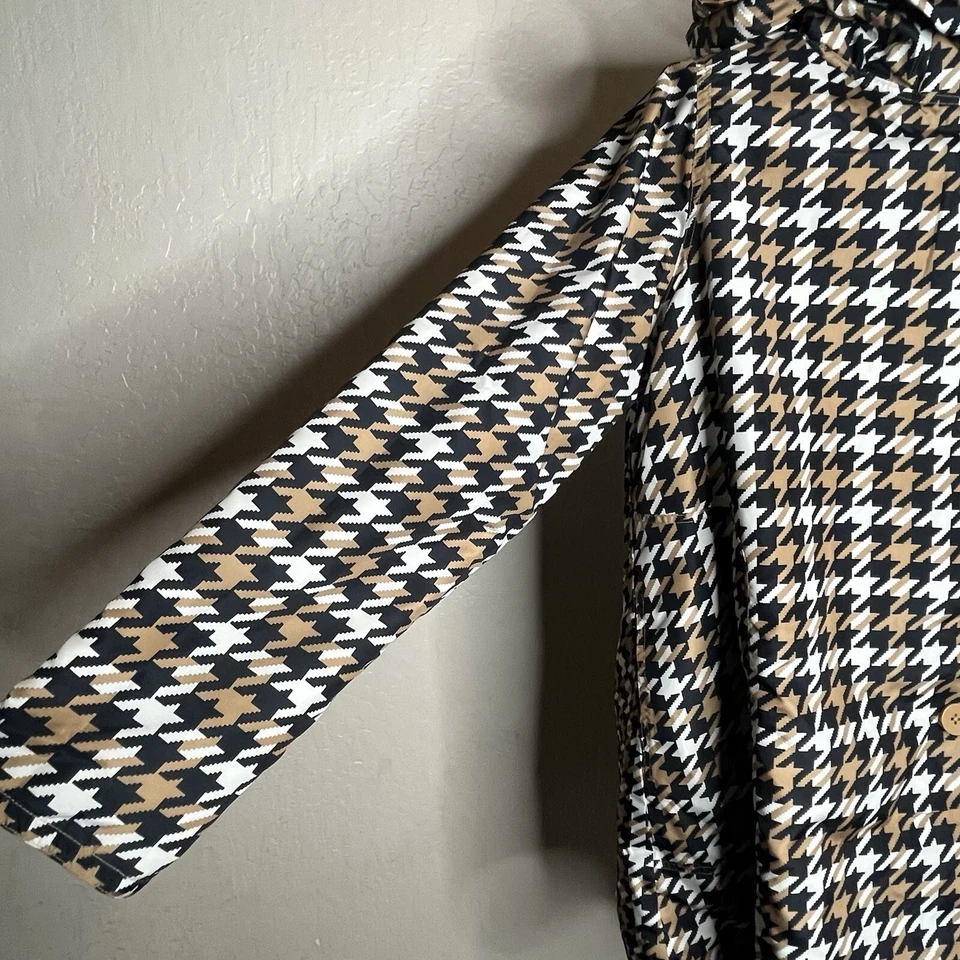 Jessica London  Reversible Houndstooth Tan Hooded Raincoat Women’s Size 14 W - Image 4 of 4
