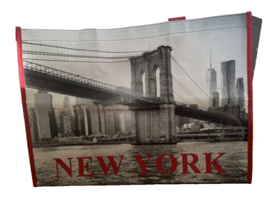 (1) One NEW YORK COSTCO REUSABLE SHOPPING TOTE BAG ECO RECYCLED OCEAN PLASTIC