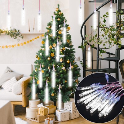 120 LED 10 Tube 13 ft Meteor Shower Icicle Star Falling Light for Christmas Tree