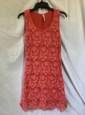 Miilla Salmon Pink Lace Sleeveless Shift Dress women’s size S