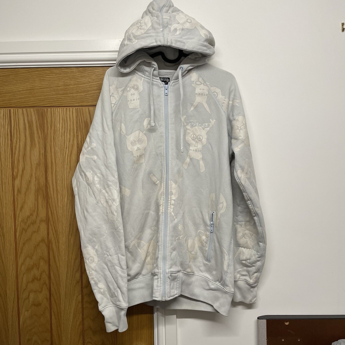 Vintage Stussy X Futura Skull Hoodie Spell Out Full Zip Up