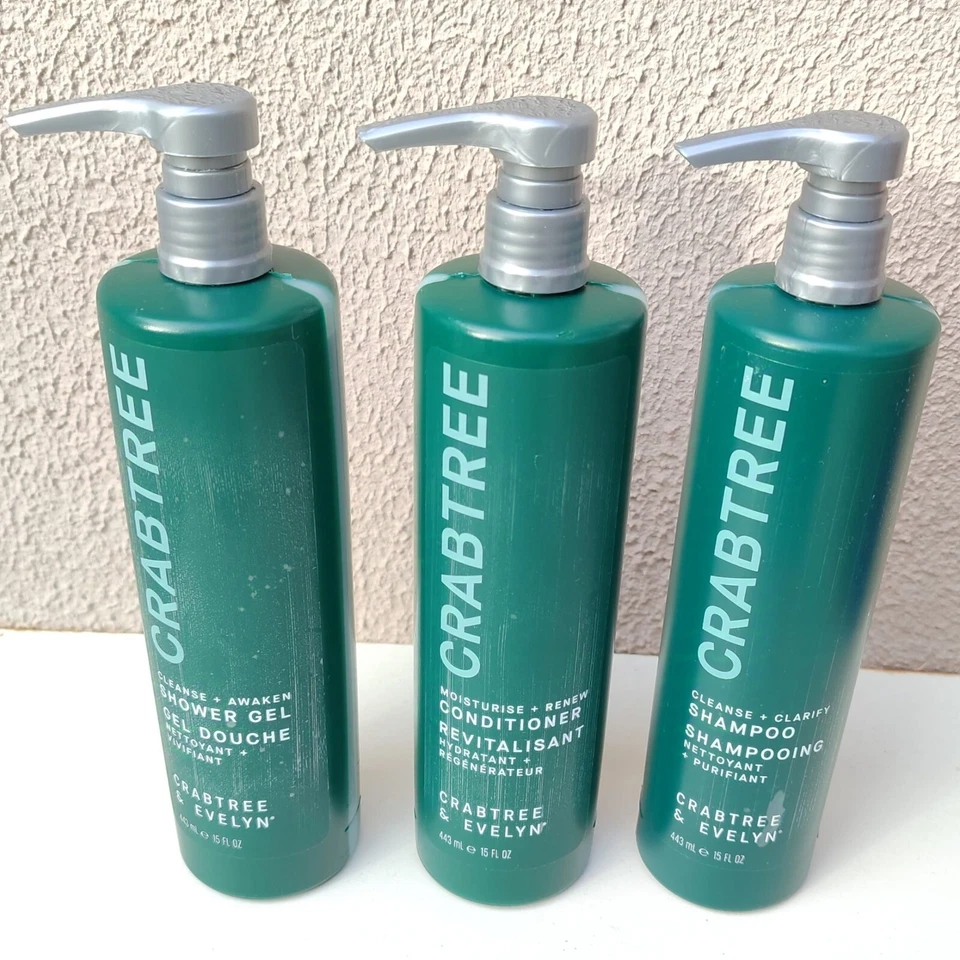 Juego de 3 Champú Acondicionador Gel de Ducha Crabtree Evelyn Jumbo 15 fl oz 443 ml Foto 3 de 4