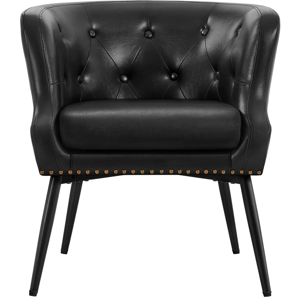 Modern Faux Leather Armchair Barrel Accent Chair Tub Chair for