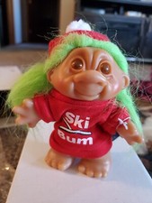 Vintage Troll Doll 5" Dam Norfin 1986 Ski Bum 5411 Green Hair Complete With Hat