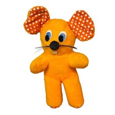 Vintage Orange Mouse Plush Polka Dot Ears Feet Whiskers Felt Eyes RARE