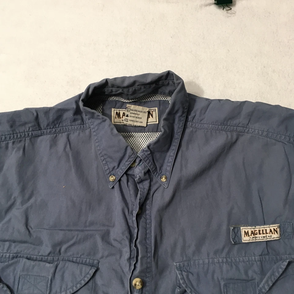 Magellan Shirt Mens MEDIUM BLUE Short Sleeve Button Up Camp Outdoors FISHING - Image 2 of 4