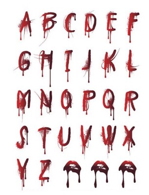 Temporäres Tattoo SET Schrift Buchstaben Blut Text Muster Lettering Wasserfest