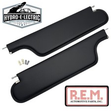 New 1965-1967 Skylark Special Gs Convertible Black Vinyl Sun Visors - Pair
