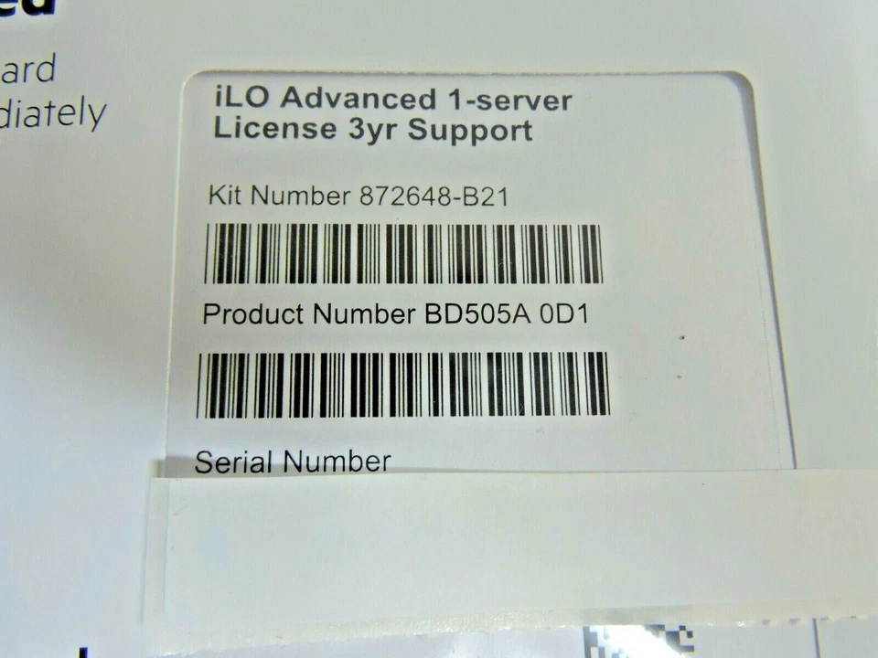 NEW HPE BD505A 0D1 HP iLO Advanced Server License 3Yr Support 872648-B21 SEALED - Image 2 of 4