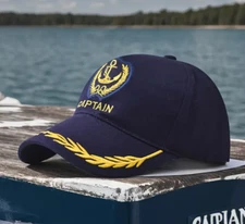 Nautical Cap Yacht Captain Hat Sailor Adjustable  Sailing Blue Boating Baseball