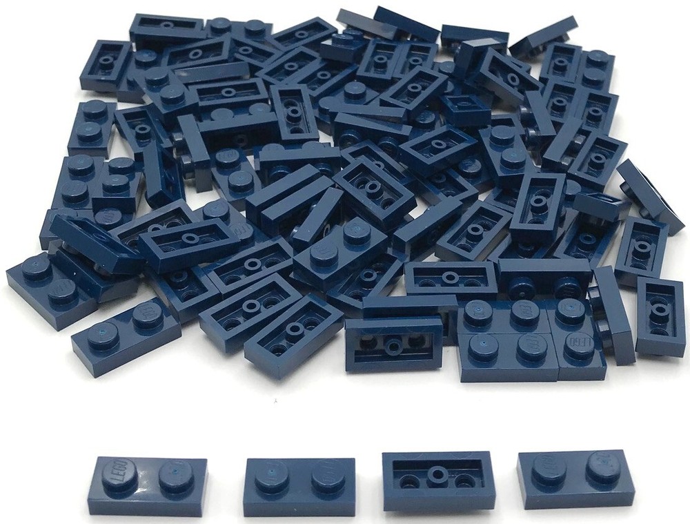 Lego 100 New Dark Blue Plates 1 x 2 Stud Parts
