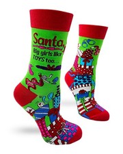 Fabdaz Santa, Big Girls Like Toys Too Funny Women's Novelty Christmas Socks