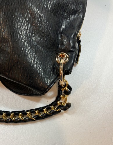 Deux Lux Expandable Heavy Gold Chain Snakeskin Pattern Hobo Bag Black - Picture 4 of 7