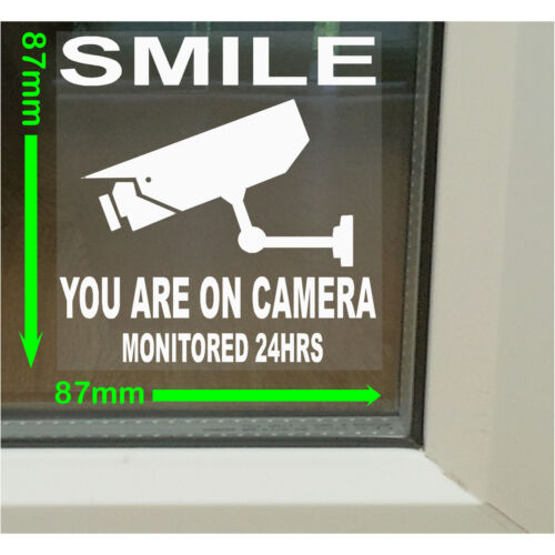 Smile CCTV Camera Monitored Warning Security Stickers Home Business Alarm Signs - Afbeelding 1 van 6