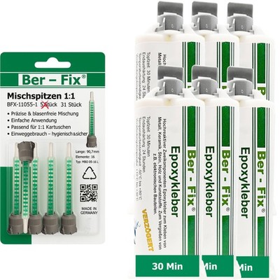 Ber-Fix  Epoxykleber 30 Min. 6x 50g + 25 Extra Düsen