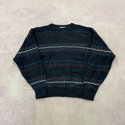 Vintage Strickpullover Abstrakt Gemustert Opa Strickpullover Herren L