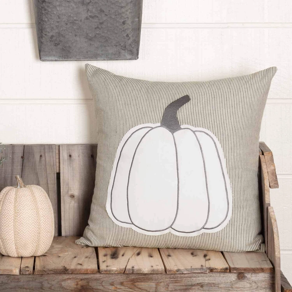 White Pumpkin Applique Pillow Cover 20x20 - Image 2 of 4