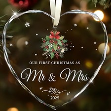 Wedding Gifts for Couples 2025, Our First Christmas as Mr and Mrs Ornament 2025