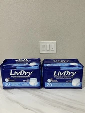 LivDry Adult Incontinence Underwear 40 Count, Extra Absorbency Adult Diapers, S