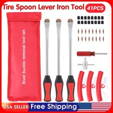 41pcs Steel Tire Spoon Lever Iron Tool Kit For Motorcycle Bike Car Wstorage Bag
