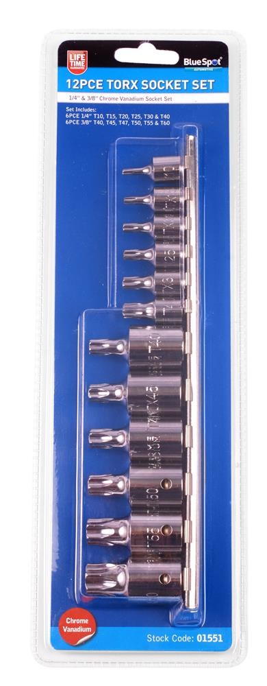 BlueSpot 12 Piece Combination Drive Torx Socket Bit Set Combination - Image 5
