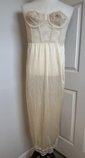 Vintage 1970s BackLess Corset Slip Dress By Young Smoothie Beige , Lace Size 36B