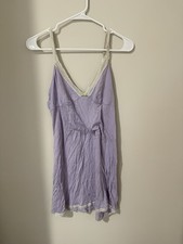 George Womens Purple Full Slip Nightgown Lace Bow Cotton Stretch XL
