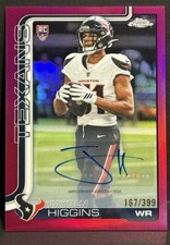 2025 Topps Chrome Football NFL Texans RC Jayden Higgins Auto Pink Refractor /399