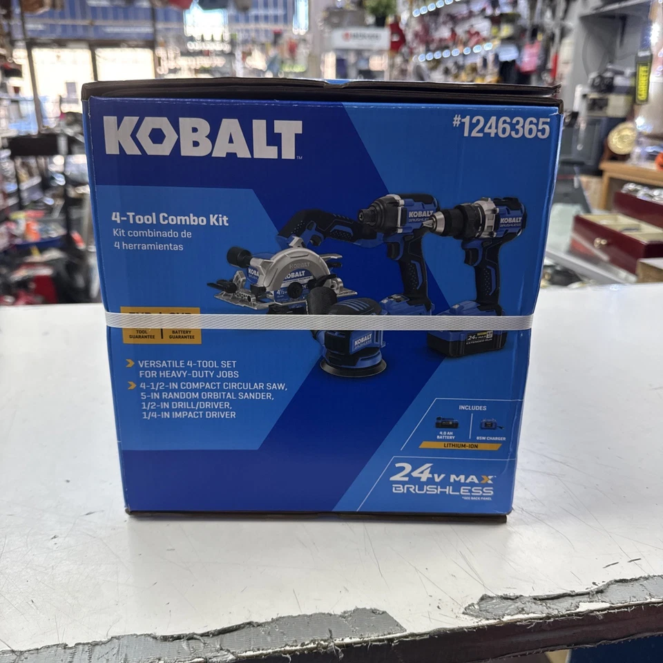 = Kobalt 4 Tool Combo Kit 4-1/2" Compact Circular Saw Sander Drill Driver Impact - Image 2 of 3