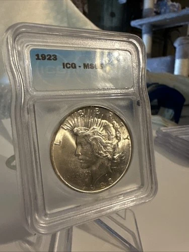 1923 PEACE DOLLAR ICG MS-65 - UNCIRCULATED - HIGH GRADE - LUSTER - SLABBED - $1