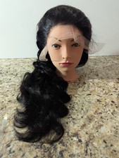 Pizazz Hair 26" Women's Wig Body Wave Human Hair 13x6 Natural Black