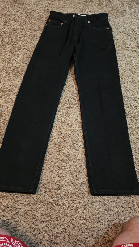 LEVI LEVIS 505 REGULAR FIT STRAIGHT LEG MEN'S BLACK DENIM JEANS 29 X 30 RED TAB