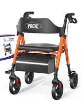 VOCIC  Z21 Foldable Rollator Walker w/Seat Supports 330lb, 8" Wheels For Seniors