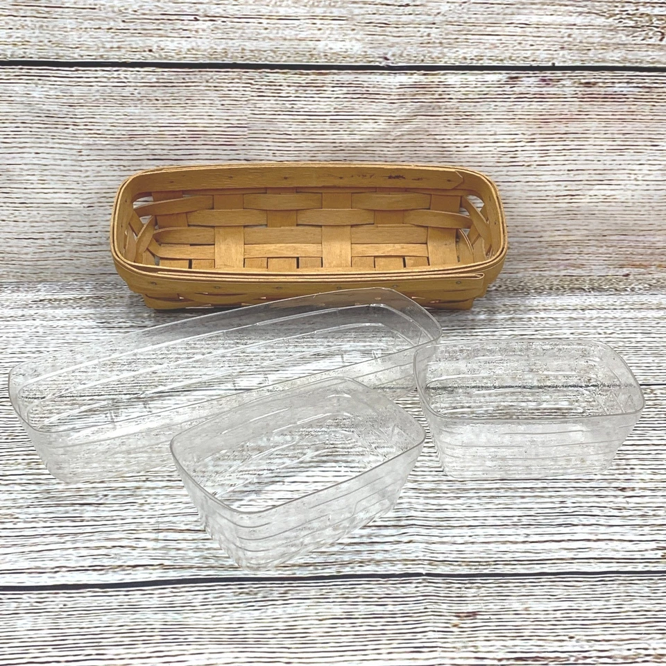 Cesta de galletas Longaberger firmada 1996 Woven Traditions con bandejas y divisor Foto 2 de 4