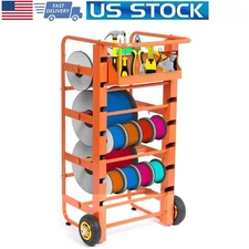 Wire Spools Cart Wire Reel Caddy Dispenser w/11 Rods Multiple Axles Cable Holder