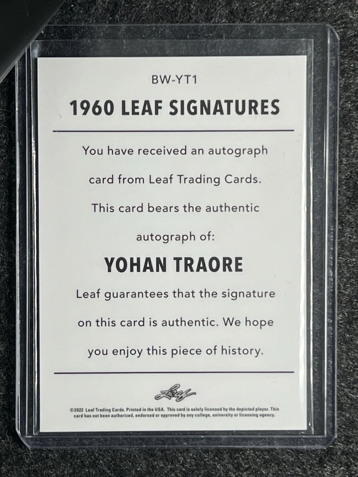 2022-23 Leaf Optichrome #BA-YT1 Yohan Traore AUTO BUTLER, SMU, AUBURN - Image 2 of 2