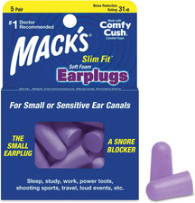 Slim Fit Soft Foam Earplugs 5 Pair Small Ear Plugs Sleeping Snoring Traveling