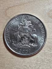 Bahamas 25-cents coin, 2007. KM# 220, nickel-plated steel. Bahamian sloop.