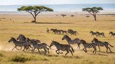 Wandbild: Zebras laufen im Amboseli-Nationalpark, Kenia, Afrika (249302924)