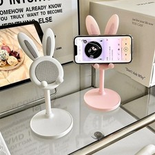 Cute Adjustsble Rabbit Bunny Mobile Phone Stand for Desktop with Phone Grip