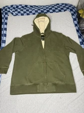 Eddie Bauer Hoodie Mens XL Green Sherpa Lined Hike Climb Outdoors Heavyweight
