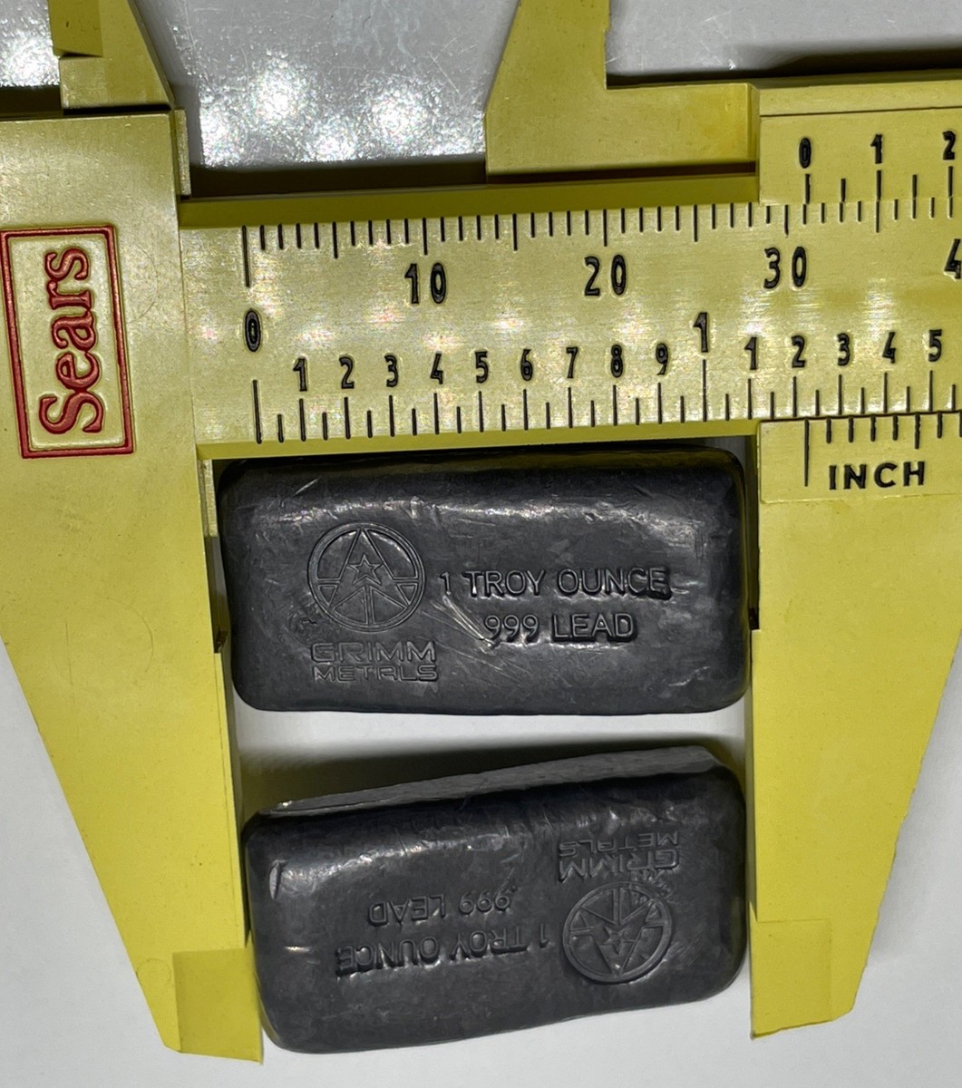 2 Grimm Metals 1 Troy Ounce .999 Lead Bars Lot Hand Poured Style