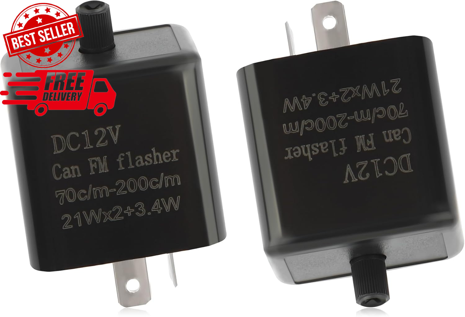 2PCS 12V LED Flasher Relay 2 Pin,Adjustable Turn Signal Relay for Repairing Moto